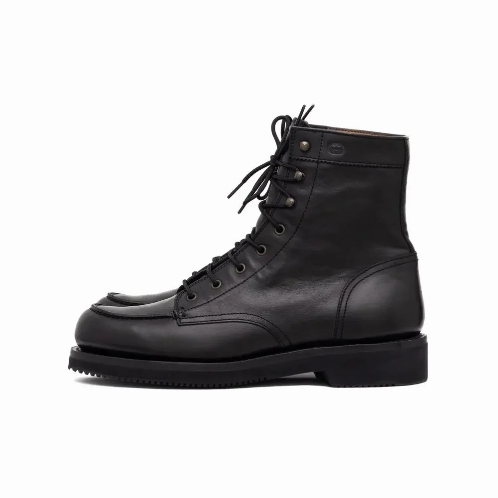 GUCCI Tom Ford Era Men's Leather Moc Toe Combat Boot Black EU43.5/US10.5